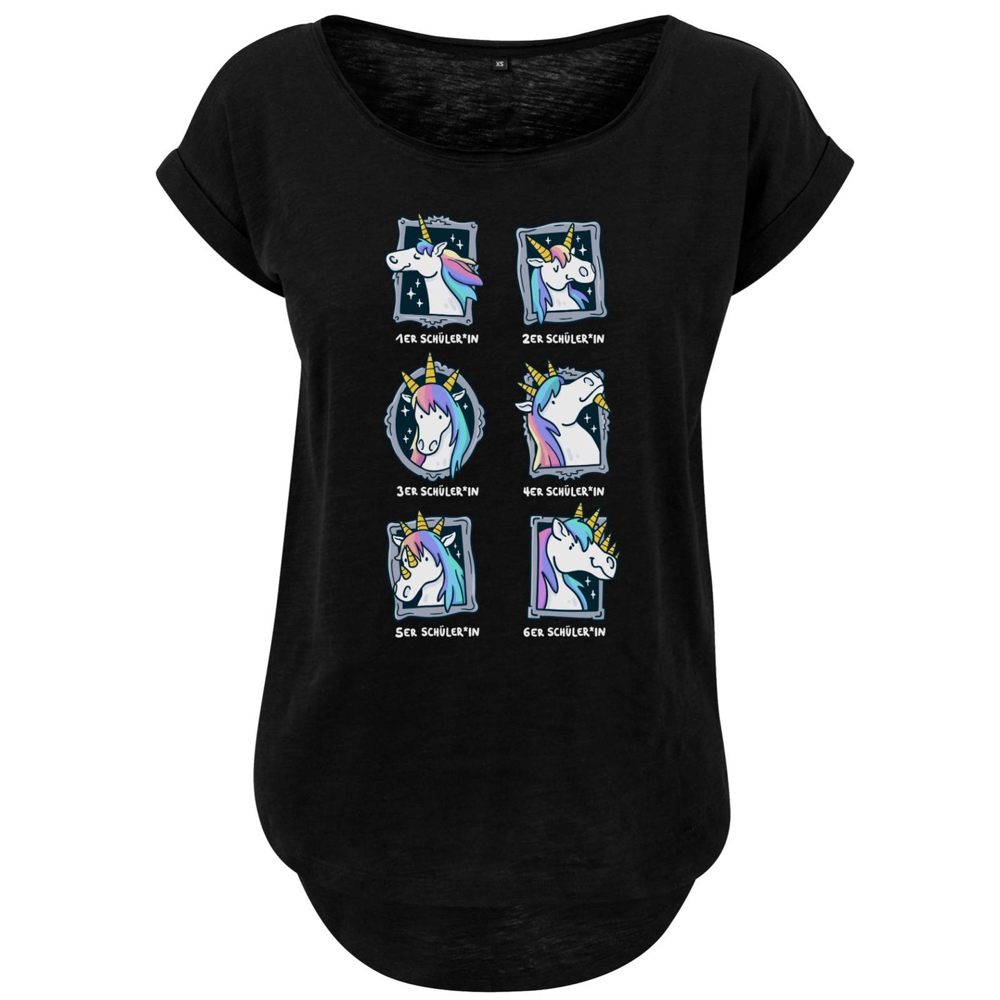 T-shirt long flammé pour femme - Notes de licorne
