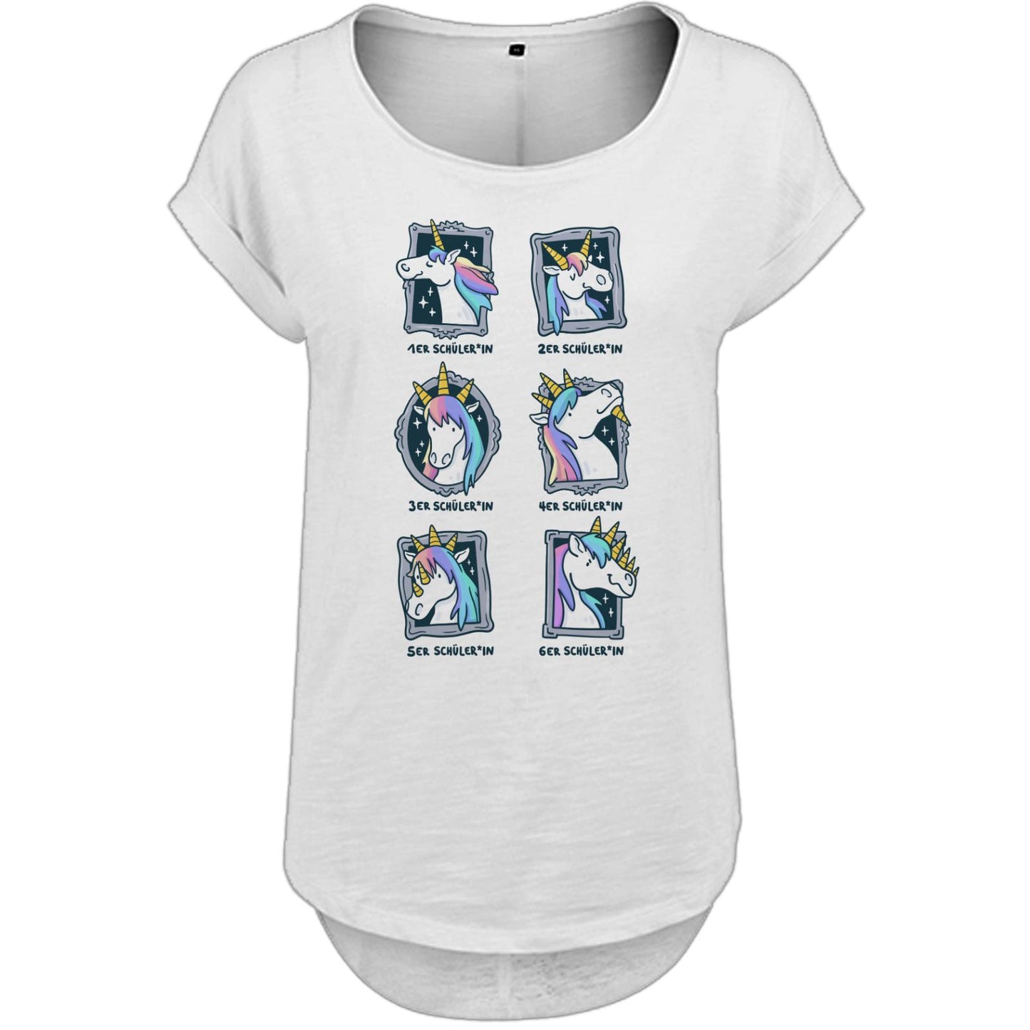 T-shirt long flammé pour femme - Notes de licorne