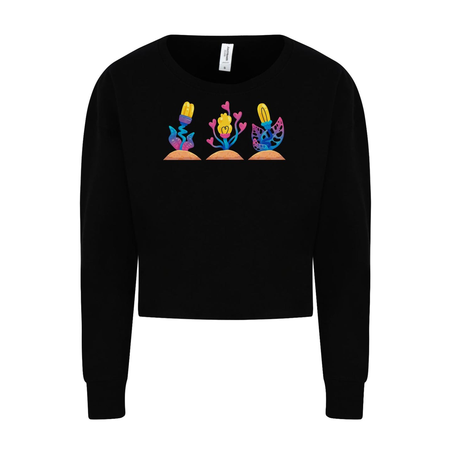 Sweat court pour femme - Fleurs roses