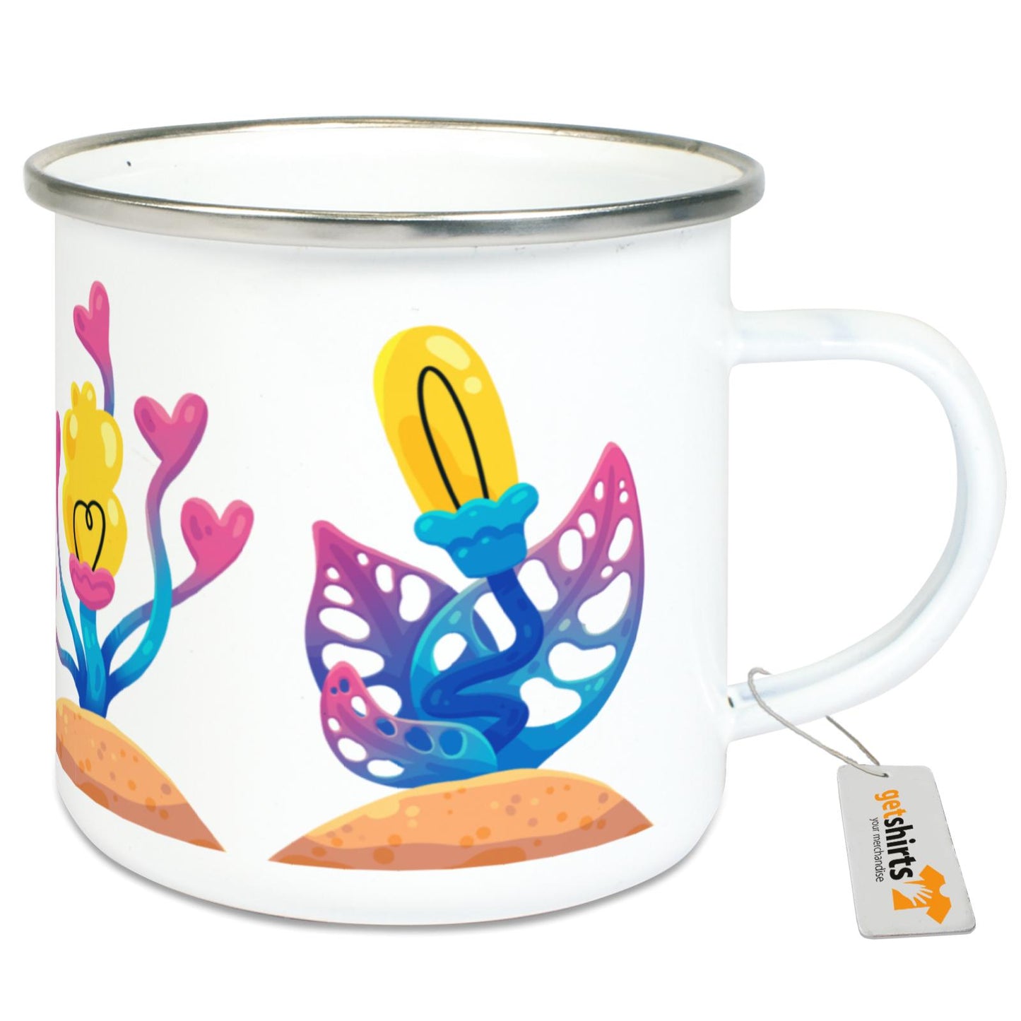 Tasse en émail - Fleurs roses