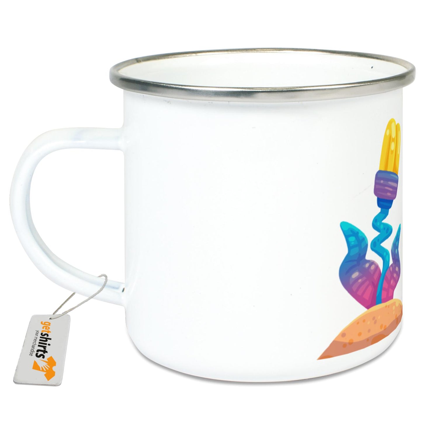 Tasse en émail - Fleurs roses