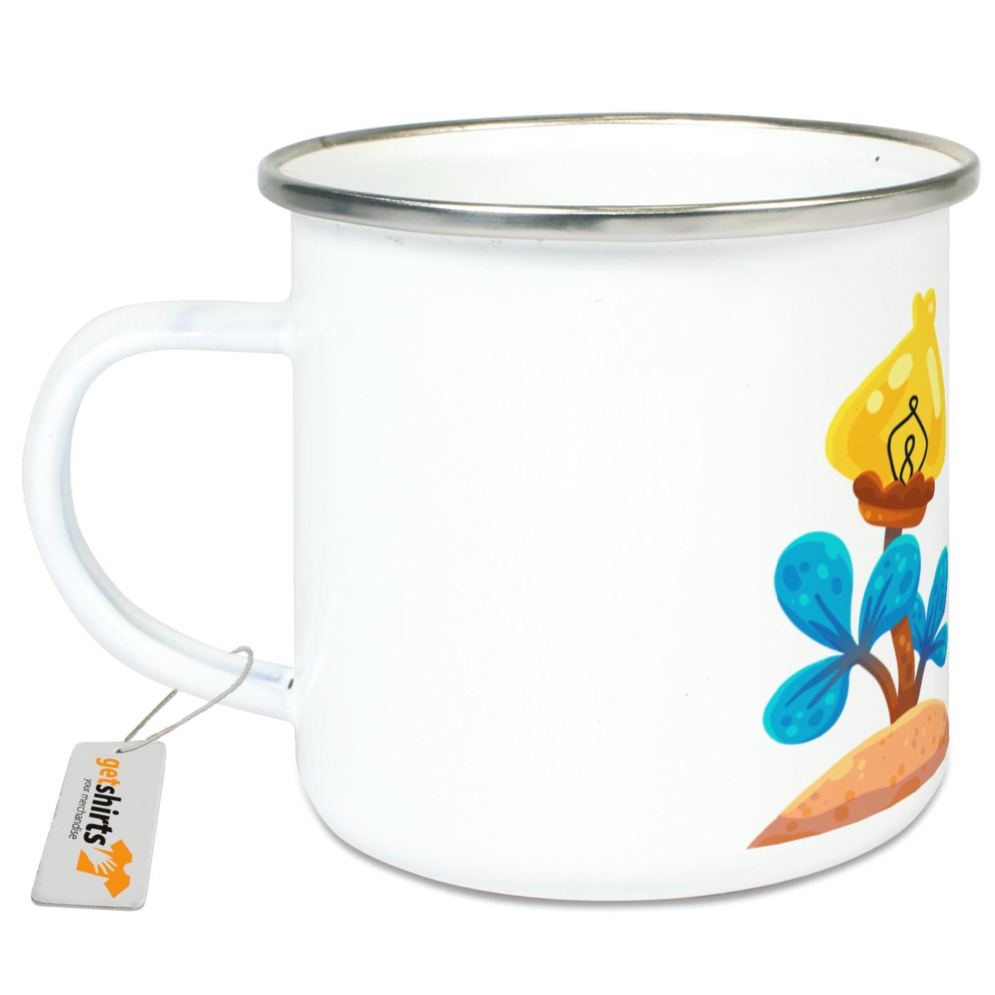 Tasse en émail - Poulet fleuri