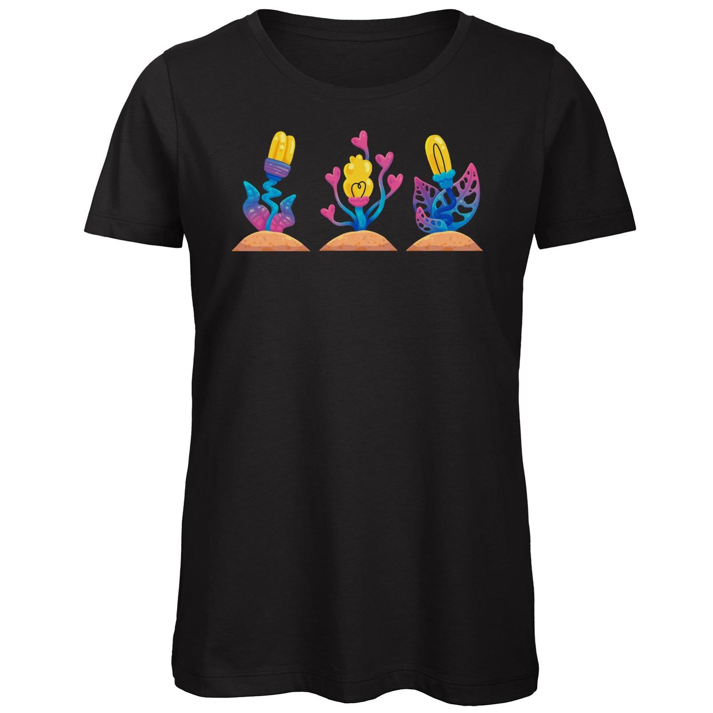 T-shirt bio ajusté - Fleurs roses