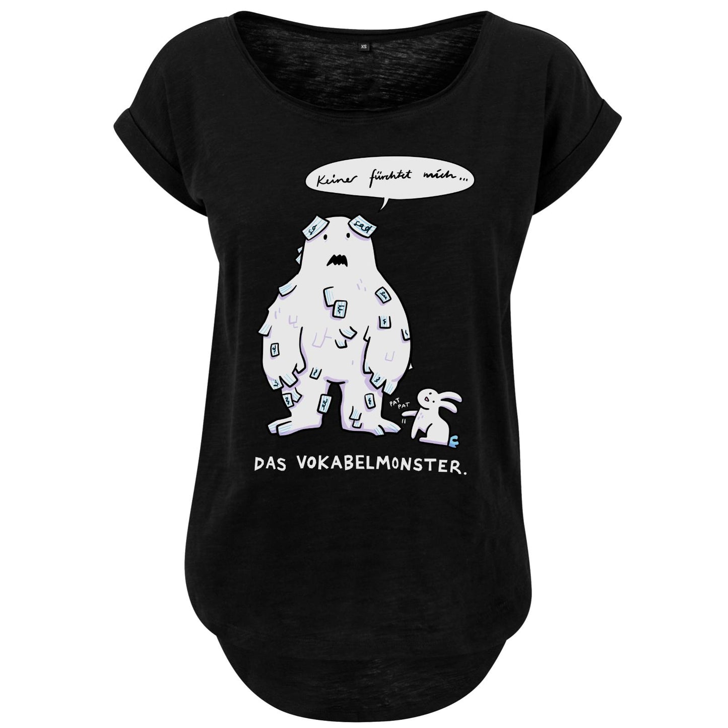 T-shirt long flammé pour femme - Le Monstre du Vocabulaire