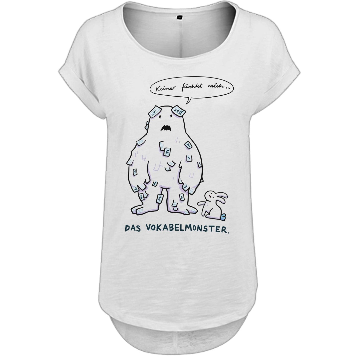 T-shirt long flammé pour femme - Le Monstre du Vocabulaire