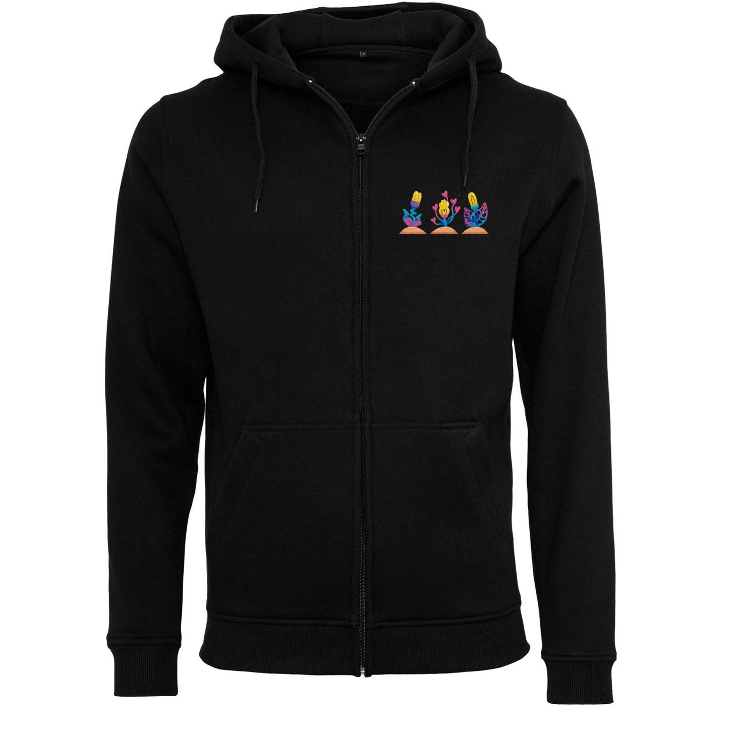 Sweat à capuche zippé épais - Fleurs roses
