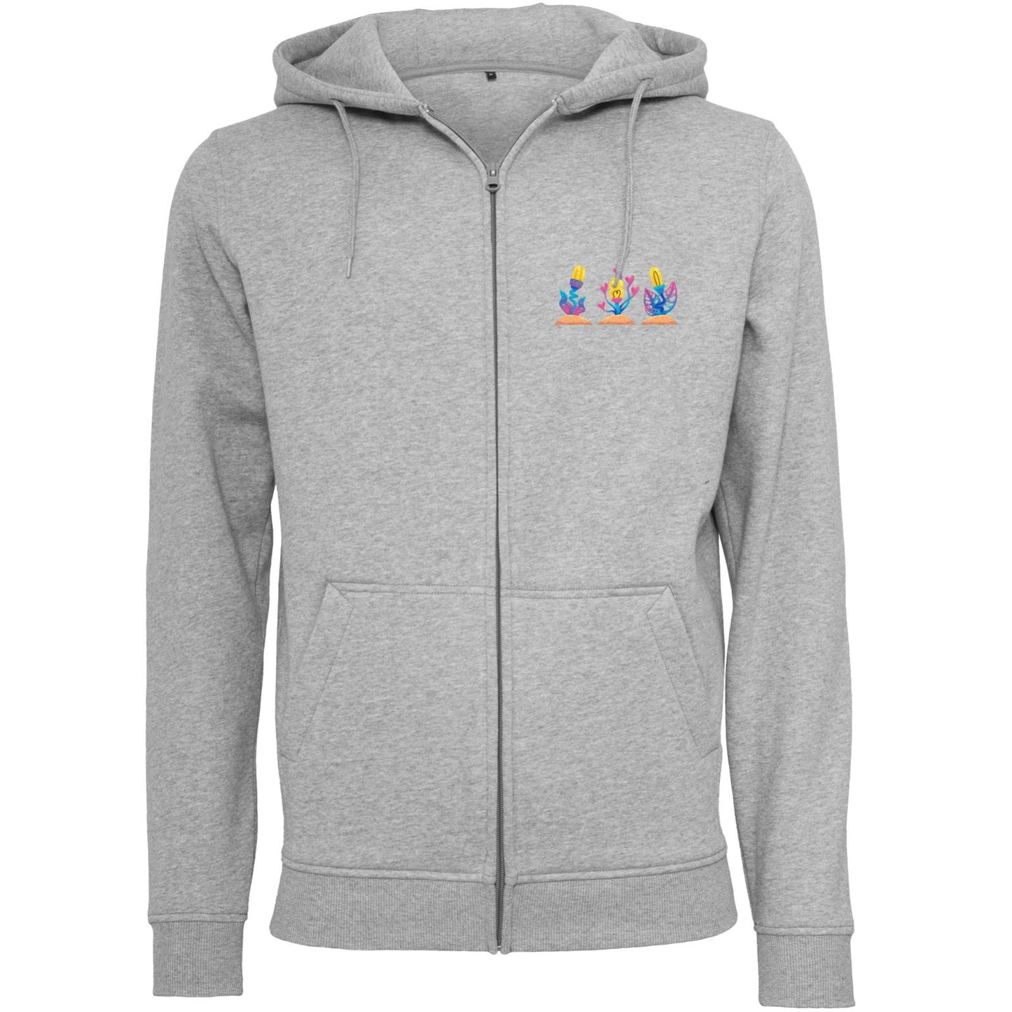 Sweat à capuche zippé épais - Fleurs roses