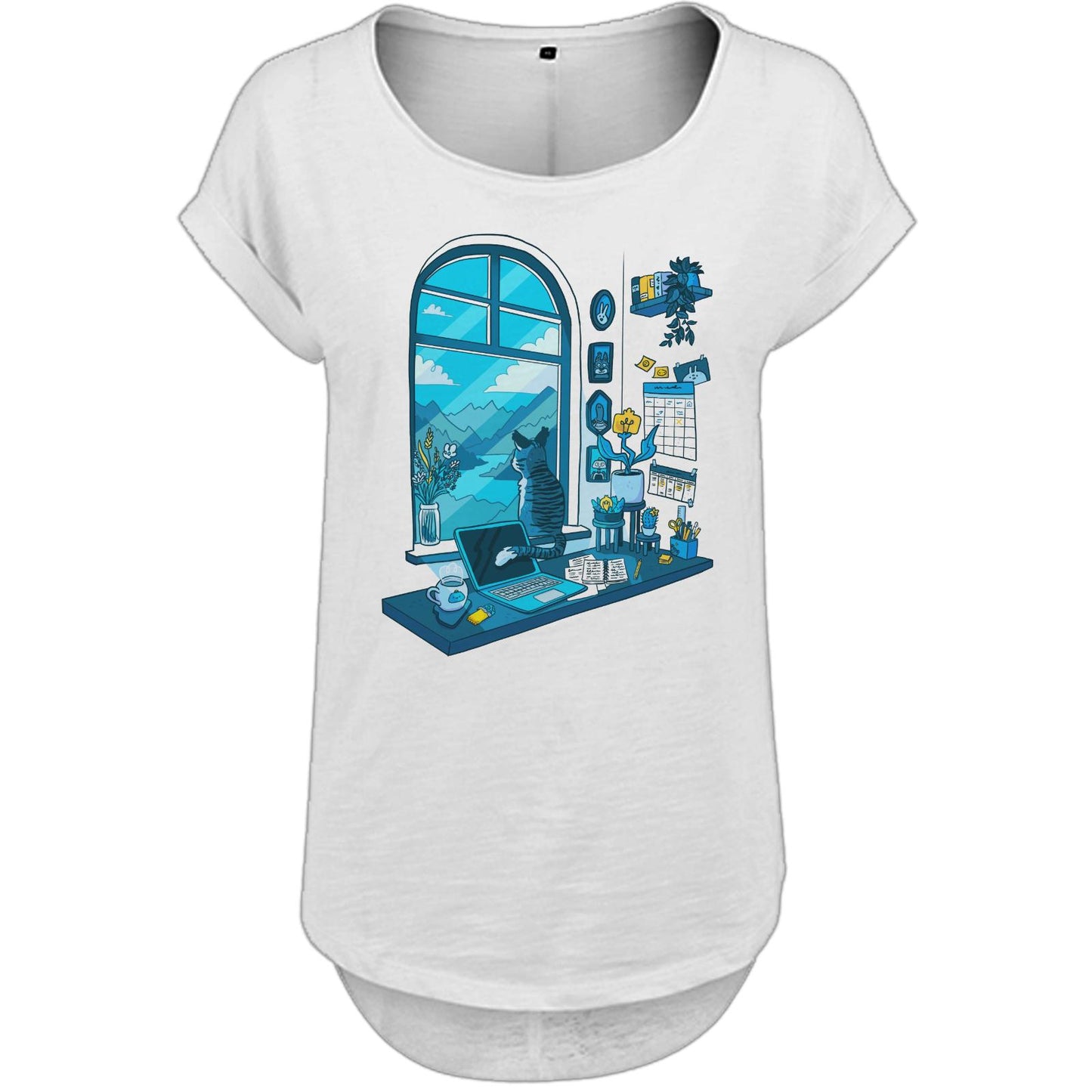 T-shirt long flammé pour femme - Desk Dream