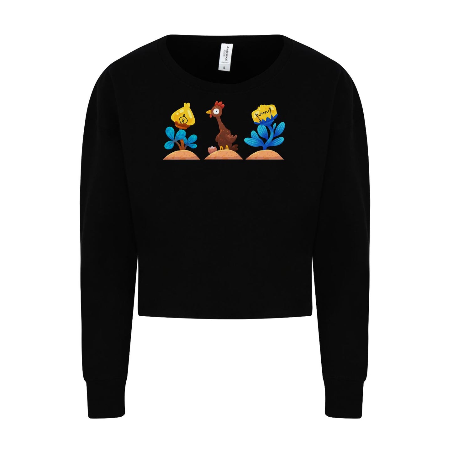 Sweat court pour femme - Motif floral poulet