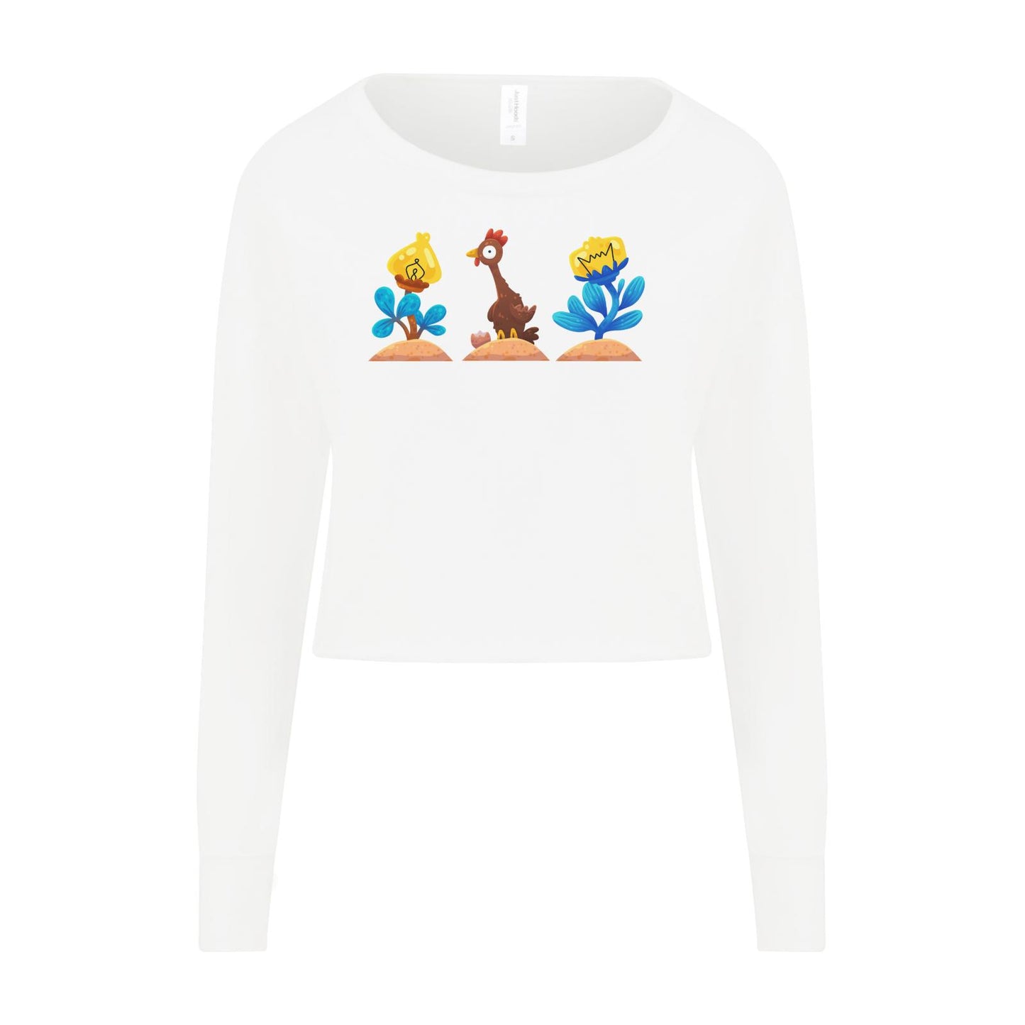 Sweat court pour femme - Motif floral poulet