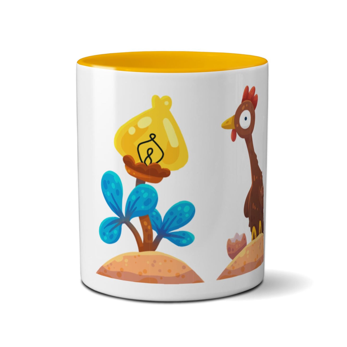 Tasse farbig - Blumen Huhn