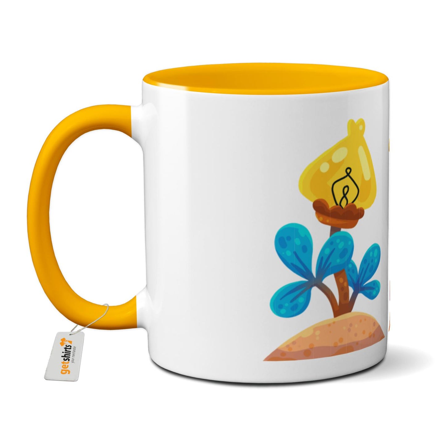 Tasse farbig - Blumen Huhn