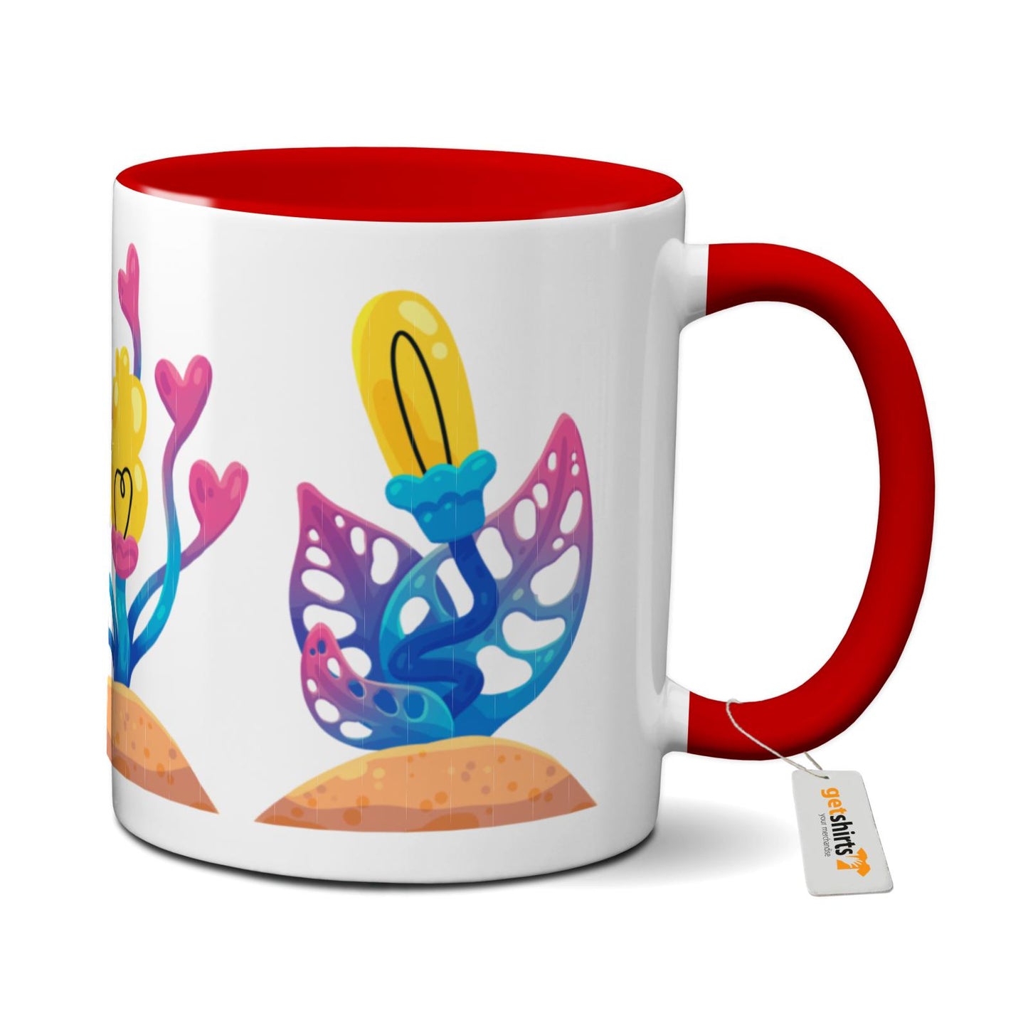Tasse colorée - Fleurs roses