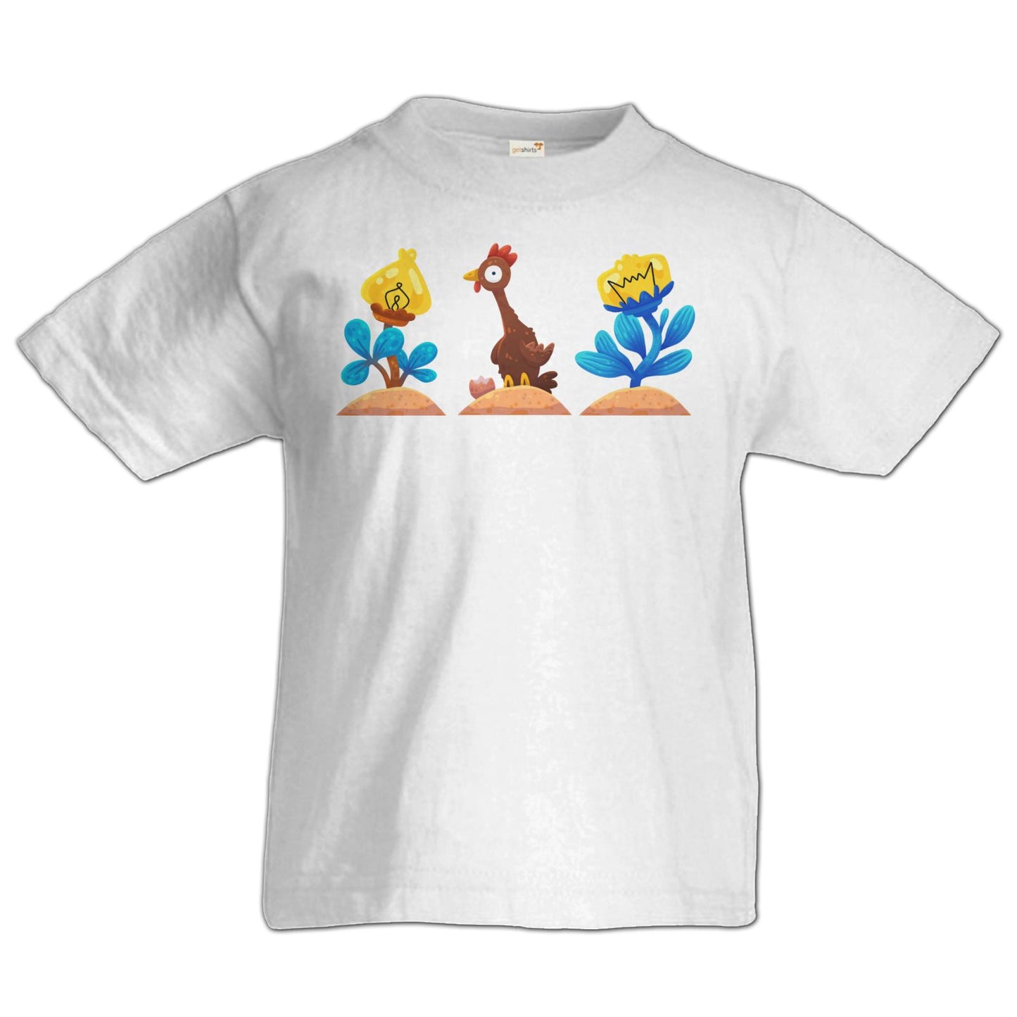 Kids T-Shirt - Blumen Huhn