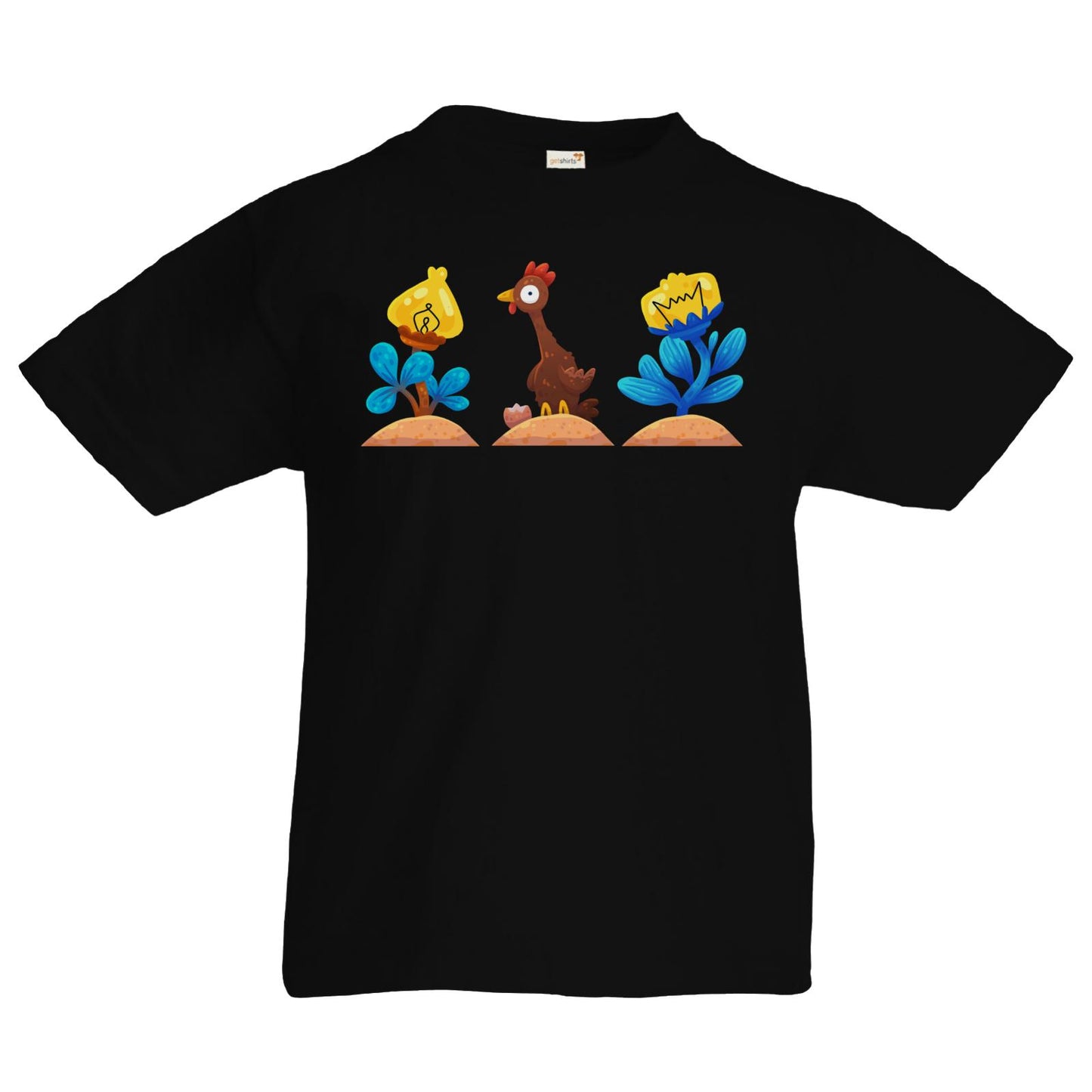 Kids T-Shirt - Blumen Huhn