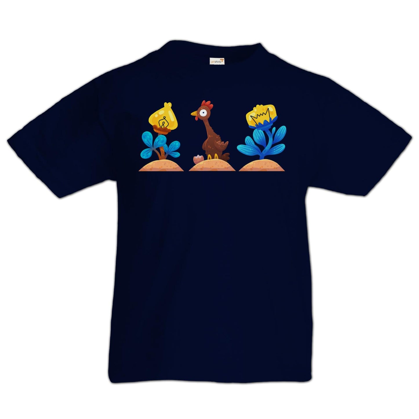 Kids T-Shirt - Blumen Huhn