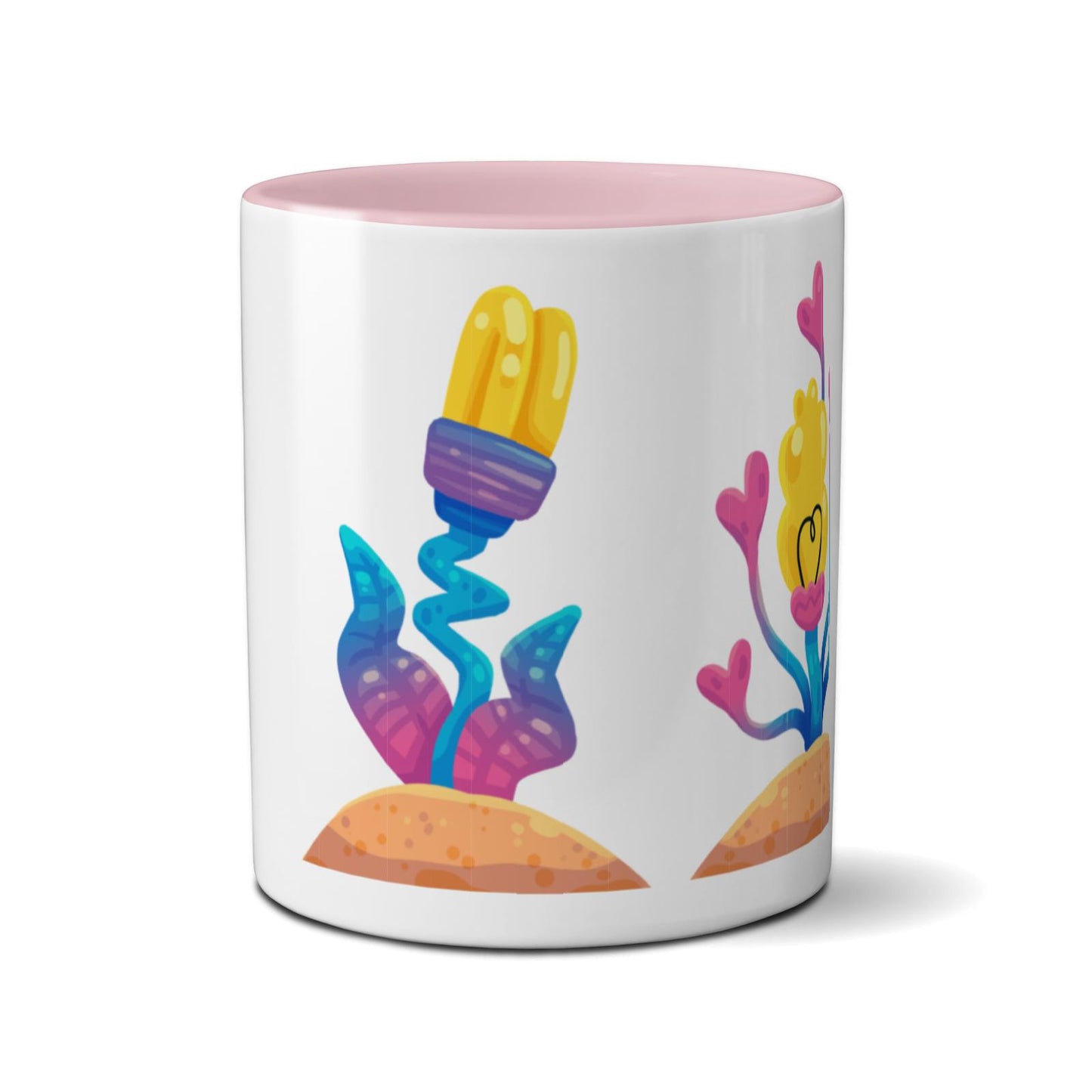 Tasse farbig - Rosa Blumen